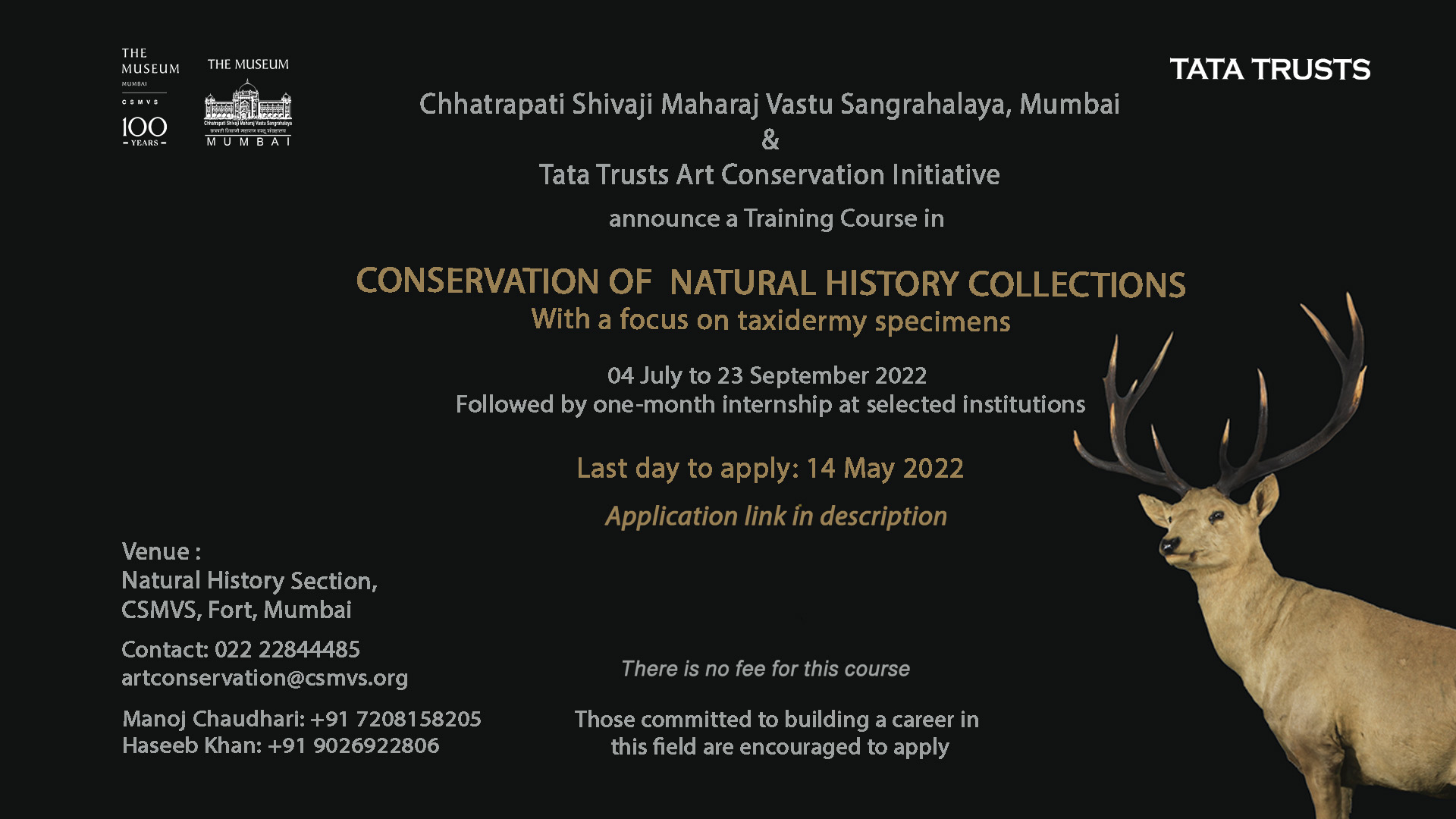 Training Course In Conservation Of Natural History Collections with a focus on taxidermy specimens